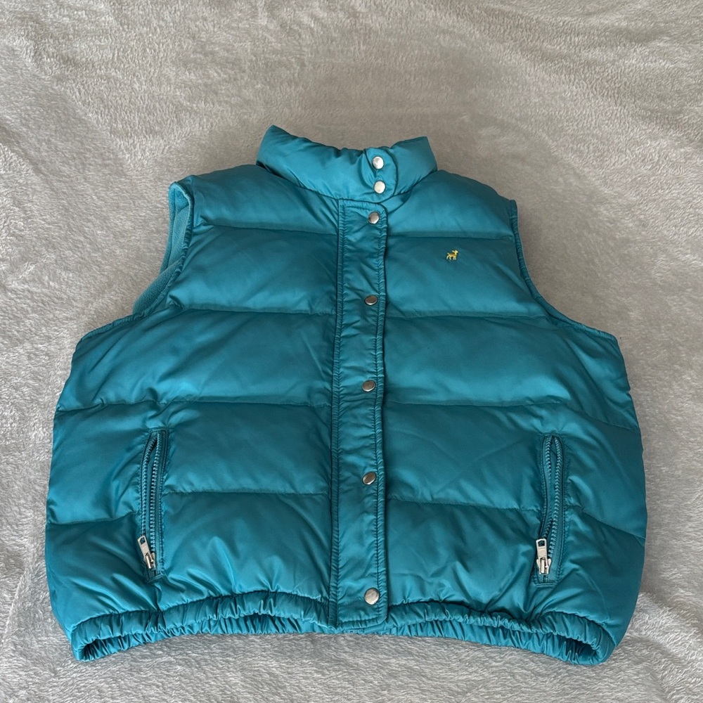 Old Navy Women’s Down Puffer Vest Fleece Lined Zip Snap Winter Size L EUC